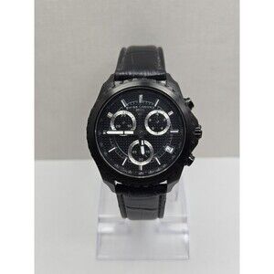 Swiss Legend The Vault Chronograph Black Leather Mens Watch 43mm New Battery